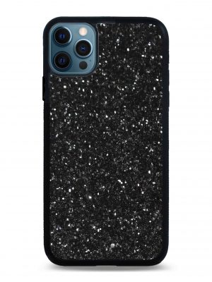 Black sparkle real feel texture Leather Cover for Iphone