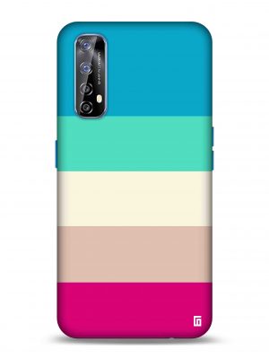 Blue, green, skin & pink lines Designer Slim Cover for Realme
