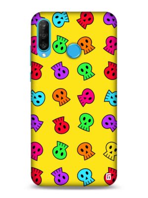 Amber yellow with skulls Designer Slim Cover for Huawei