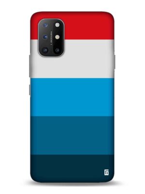 Blue, gray & red stripes Designer Slim Cover for One Plus