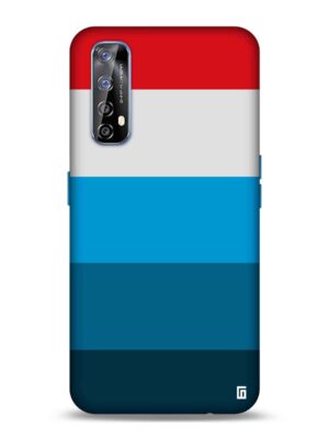 Blue, gray & red stripes Designer Slim Cover for Realme