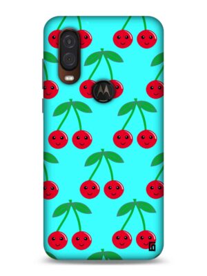 Cyan Cherry pattern Designer Slim Cover for Moto